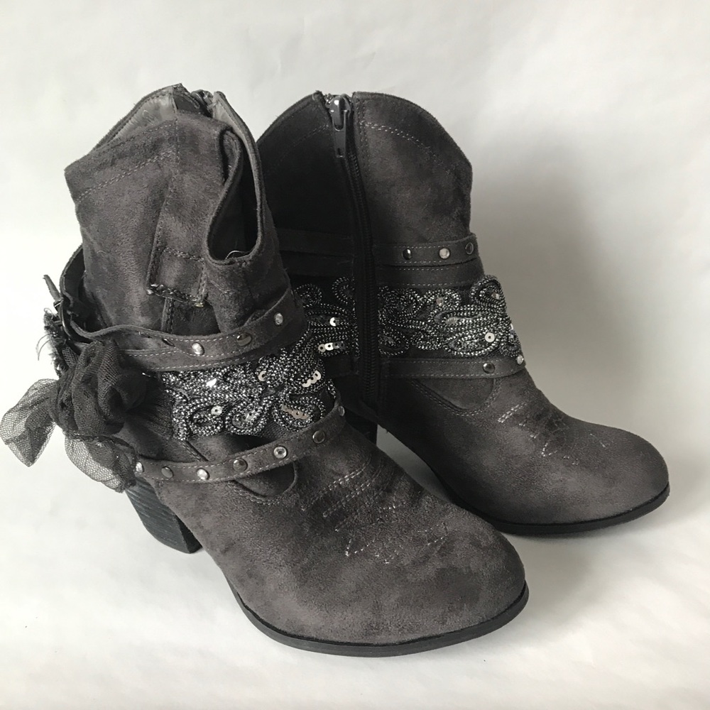Gray Heeled Boots